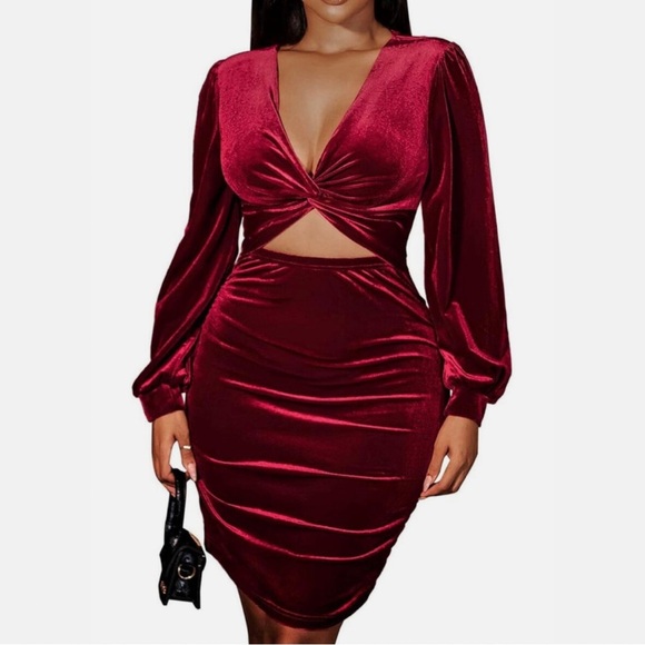 Heila Dresses & Skirts - Heila Velvet Long Sleeve Bodycon Dress SZ Large NWOT